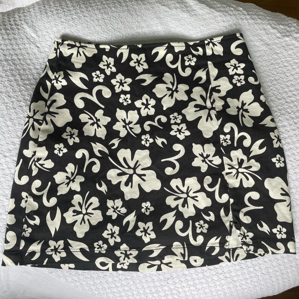 Black and White Floral Skirt